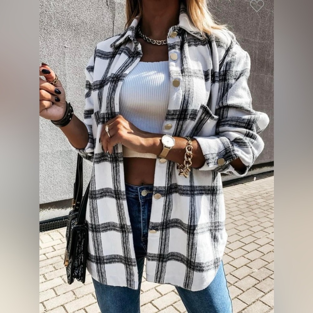 Black and white plaid shacket